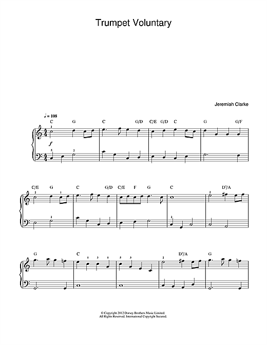 Preview Jeremiah Clarke Trumpet Voluntary Classical sheet music, notes and chords for Beginner Piano, SKU: 33831 sheet music, piano notes, chords, guitar tabs, score, transpose, transcribe, how to play, guide, download, learn, tutorial, progression, song, artist, awards, billboard, mtv, vh1, tour, single, album, release