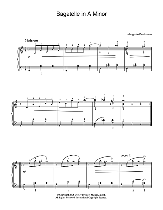 Preview Ludwig van Beethoven Bagatelle In A Minor Classical sheet music, notes and chords for Piano, SKU: 33871 sheet music, piano notes, chords, guitar tabs, score, transpose, transcribe, how to play, guide, download, learn, tutorial, progression, song, artist, awards, billboard, mtv, vh1, tour, single, album, release