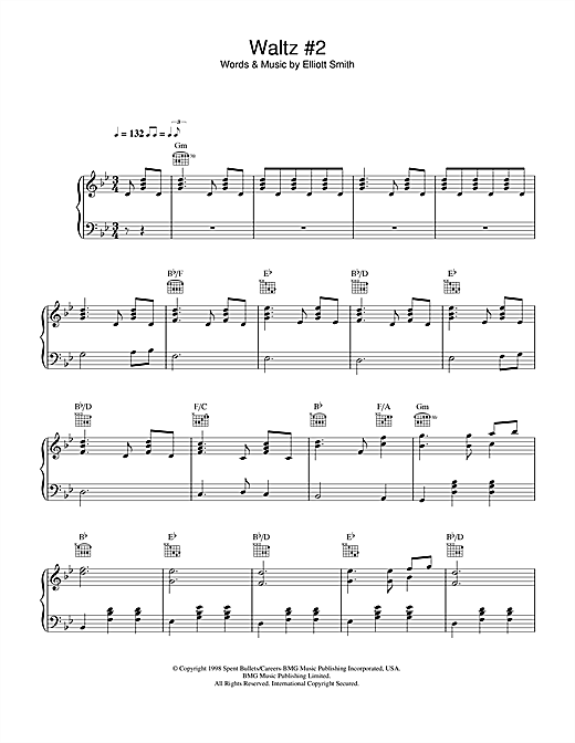 Preview Elliott Smith Waltz #2 (XO) Rock sheet music, notes and chords for Piano, Vocal & Guitar (Right-Hand Melody), SKU: 33878 sheet music, piano notes, chords, guitar tabs, score, transpose, transcribe, how to play, guide, download, learn, tutorial, progression, song, artist, awards, billboard, mtv, vh1, tour, single, album, release
