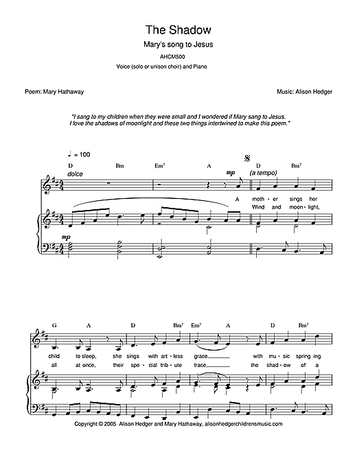 Preview Alison Hedger The Shadow Children sheet music, notes and chords for Piano, Vocal & Guitar (Right-Hand Melody), SKU: 33906 sheet music, piano notes, chords, guitar tabs, score, transpose, transcribe, how to play, guide, download, learn, tutorial, progression, song, artist, awards, billboard, mtv, vh1, tour, single, album, release