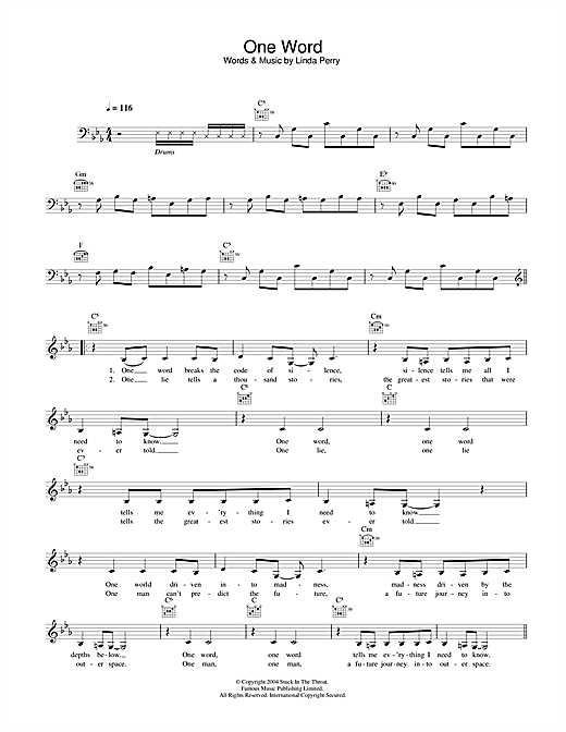 Preview Kelly Osbourne One Word Pop sheet music, notes and chords for Melody Line, Lyrics & Chords, SKU: 33907 sheet music, piano notes, chords, guitar tabs, score, transpose, transcribe, how to play, guide, download, learn, tutorial, progression, song, artist, awards, billboard, mtv, vh1, tour, single, album, release