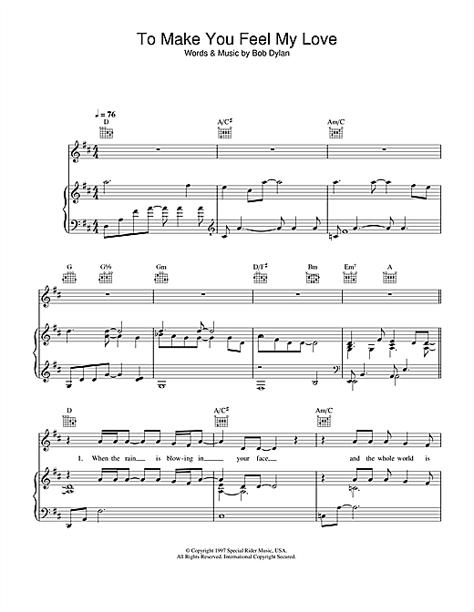 Preview Garth Brooks To Make You Feel My Love Country sheet music, notes and chords for Piano, Vocal & Guitar (Right-Hand Melody), SKU: 33925 sheet music, piano notes, chords, guitar tabs, score, transpose, transcribe, how to play, guide, download, learn, tutorial, progression, song, artist, awards, billboard, mtv, vh1, tour, single, album, release