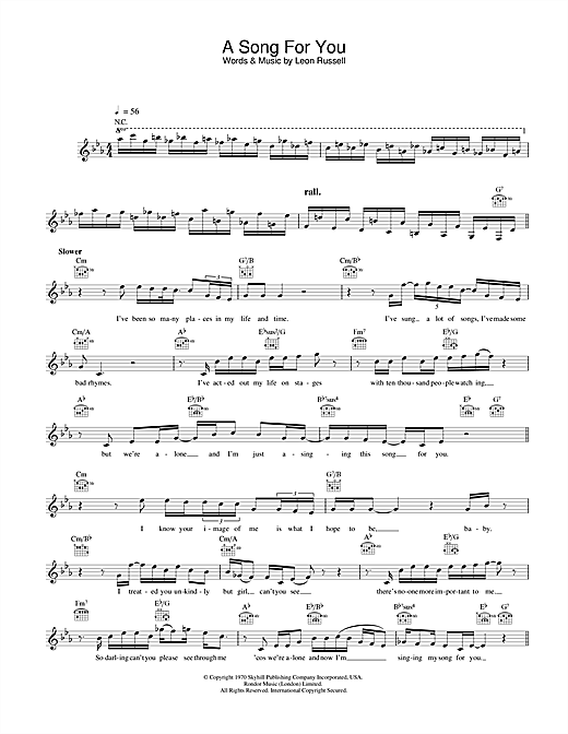 Preview Ray Charles A Song For You Soul sheet music, notes and chords for Melody Line, Lyrics & Chords, SKU: 33936 sheet music, piano notes, chords, guitar tabs, score, transpose, transcribe, how to play, guide, download, learn, tutorial, progression, song, artist, awards, billboard, mtv, vh1, tour, single, album, release