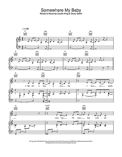 Preview Lisa Stansfield Somewhere My Baby Waits For Me Pop sheet music, notes and chords for Piano, Vocal & Guitar (Right-Hand Melody), SKU: 33958 sheet music, piano notes, chords, guitar tabs, score, transpose, transcribe, how to play, guide, download, learn, tutorial, progression, song, artist, awards, billboard, mtv, vh1, tour, single, album, release