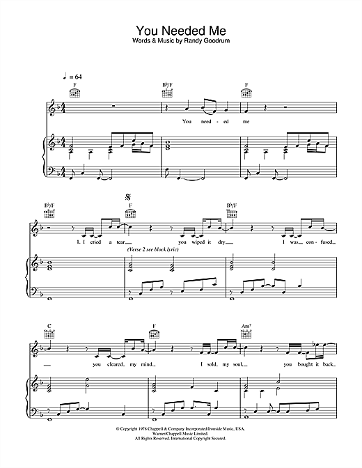 Preview Boyzone You Needed Me Pop sheet music, notes and chords for Piano, Vocal & Guitar, SKU: 33982 sheet music, piano notes, chords, guitar tabs, score, transpose, transcribe, how to play, guide, download, learn, tutorial, progression, song, artist, awards, billboard, mtv, vh1, tour, single, album, release