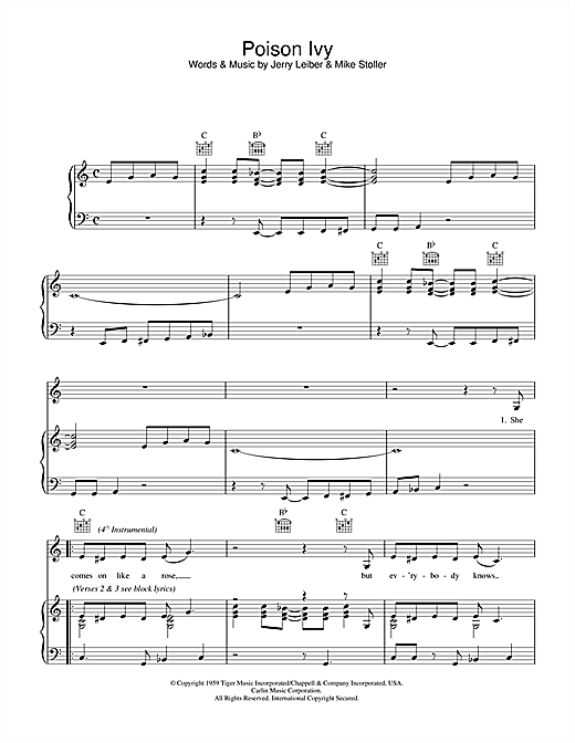 Preview Linda McCartney Poison Ivy Pop sheet music, notes and chords for Piano, Vocal & Guitar (Right-Hand Melody), SKU: 33998 sheet music, piano notes, chords, guitar tabs, score, transpose, transcribe, how to play, guide, download, learn, tutorial, progression, song, artist, awards, billboard, mtv, vh1, tour, single, album, release