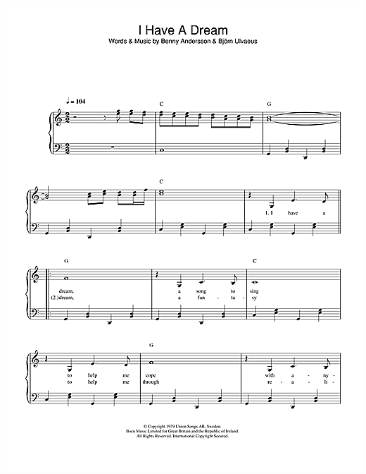 Preview ABBA I Have A Dream Pop sheet music, notes and chords for Easy Piano, SKU: 34074 sheet music, piano notes, chords, guitar tabs, score, transpose, transcribe, how to play, guide, download, learn, tutorial, progression, song, artist, awards, billboard, mtv, vh1, tour, single, album, release