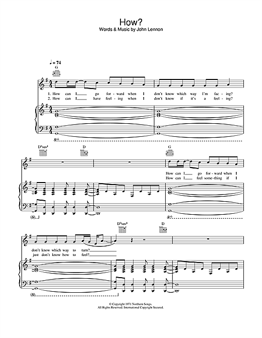 Preview John Lennon How Pop sheet music, notes and chords for Piano, Vocal & Guitar, SKU: 34127 sheet music, piano notes, chords, guitar tabs, score, transpose, transcribe, how to play, guide, download, learn, tutorial, progression, song, artist, awards, billboard, mtv, vh1, tour, single, album, release