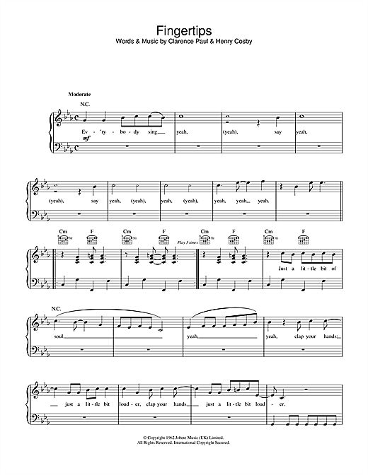 Preview Stevie Wonder Fingertips Soul sheet music, notes and chords for Easy Piano, SKU: 34162 sheet music, piano notes, chords, guitar tabs, score, transpose, transcribe, how to play, guide, download, learn, tutorial, progression, song, artist, awards, billboard, mtv, vh1, tour, single, album, release