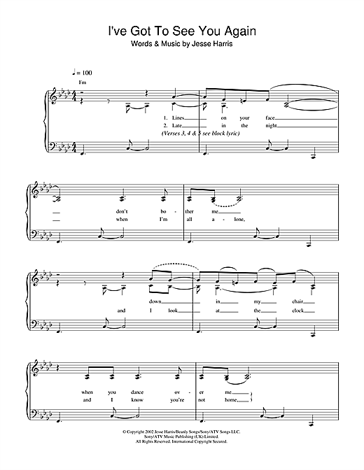 Preview Norah Jones I've Got To See You Again Jazz sheet music, notes and chords for Easy Piano, SKU: 34223 sheet music, piano notes, chords, guitar tabs, score, transpose, transcribe, how to play, guide, download, learn, tutorial, progression, song, artist, awards, billboard, mtv, vh1, tour, single, album, release
