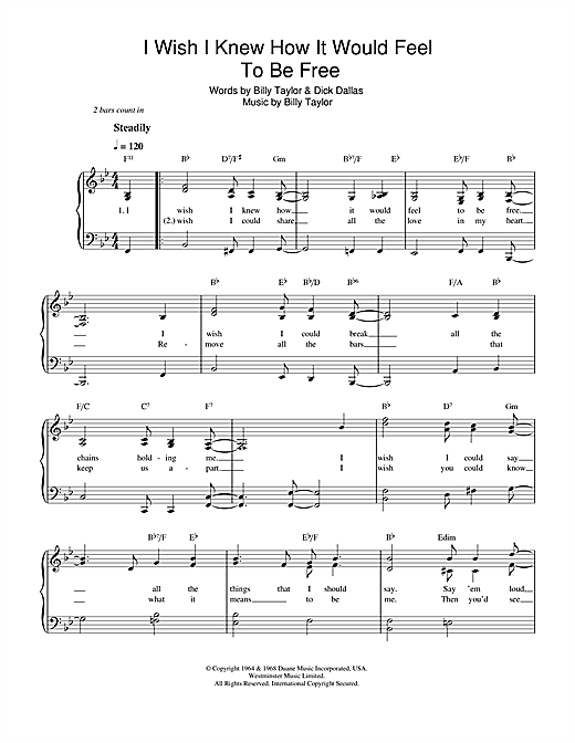 Preview Nina Simone I Wish I Knew How It Would Feel To Be Free Jazz sheet music, notes and chords for Easy Piano, SKU: 34224 sheet music, piano notes, chords, guitar tabs, score, transpose, transcribe, how to play, guide, download, learn, tutorial, progression, song, artist, awards, billboard, mtv, vh1, tour, single, album, release