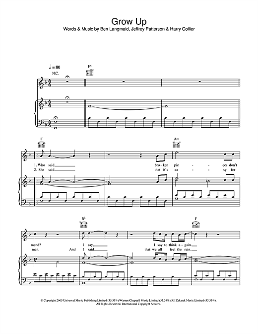 Preview Kubb Grow Rock sheet music, notes and chords for Piano, Vocal & Guitar (Right-Hand Melody), SKU: 34242 sheet music, piano notes, chords, guitar tabs, score, transpose, transcribe, how to play, guide, download, learn, tutorial, progression, song, artist, awards, billboard, mtv, vh1, tour, single, album, release