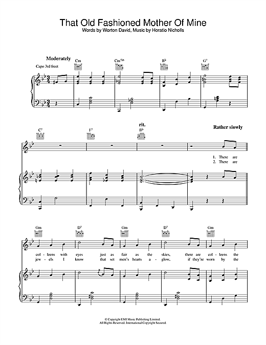 Preview Horatio Nicholls That Old Fashioned Mother Of Mine Pop sheet music, notes and chords for Piano, Vocal & Guitar (Right-Hand Melody), SKU: 36139 sheet music, piano notes, chords, guitar tabs, score, transpose, transcribe, how to play, guide, download, learn, tutorial, progression, song, artist, awards, billboard, mtv, vh1, tour, single, album, release