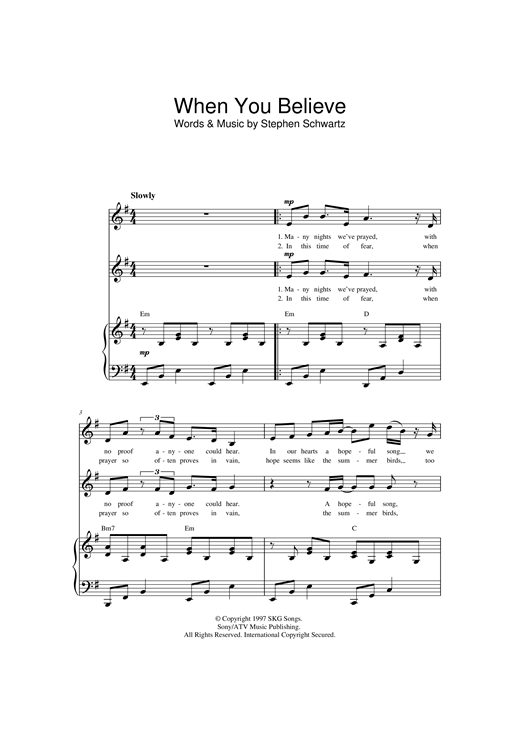 Preview Mariah Carey and Whitney Houston When You Believe (from The Prince Of Egypt) Pop sheet music, notes and chords for 2-Part Choir, SKU: 39851 sheet music, piano notes, chords, guitar tabs, score, transpose, transcribe, how to play, guide, download, learn, tutorial, progression, song, artist, awards, billboard, mtv, vh1, tour, single, album, release
