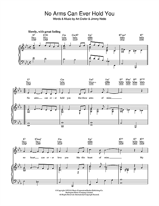 Preview Art Crafer No Arms Can Ever Hold You Easy Listening sheet music, notes and chords for Piano, Vocal & Guitar (Right-Hand Melody), SKU: 39941 sheet music, piano notes, chords, guitar tabs, score, transpose, transcribe, how to play, guide, download, learn, tutorial, progression, song, artist, awards, billboard, mtv, vh1, tour, single, album, release