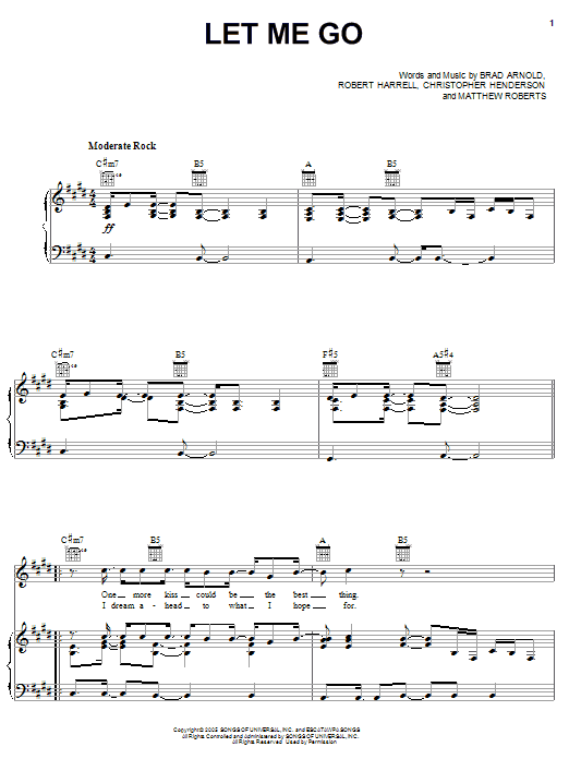 Learn to play 3 Doors Down Let Me Go sheet music for Guitar Tab (Single Guitar) in minutes. 3 Doors Down Let Me Go sheet music notes and chords. Download Printable PDF.