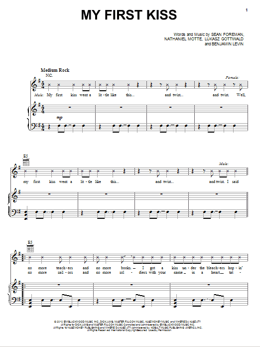 3OH!3 My First Kiss (feat. Ke$ha) sheet music notes and chords. Download Printable PDF.
