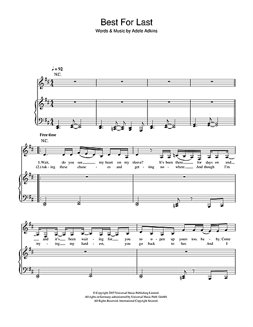 Preview Adele Best For Last Pop sheet music, notes and chords for Piano, Vocal & Guitar, SKU: 40067 sheet music, piano notes, chords, guitar tabs, score, transpose, transcribe, how to play, guide, download, learn, tutorial, progression, song, artist, awards, billboard, mtv, vh1, tour, single, album, release