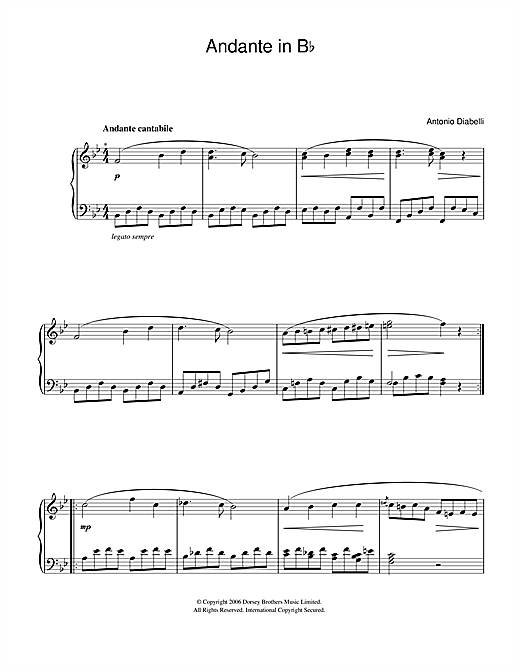 Preview Anton Diabelli Andante In B Flat Classical sheet music, notes and chords for Beginner Piano, SKU: 40098 sheet music, piano notes, chords, guitar tabs, score, transpose, transcribe, how to play, guide, download, learn, tutorial, progression, song, artist, awards, billboard, mtv, vh1, tour, single, album, release