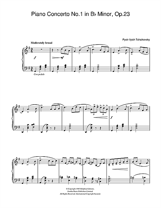 Preview Pyotr Ilyich Tchaikovsky Piano Concerto No.1 in B Flat Minor, Op.23 Classical sheet music, notes and chords for Beginner Piano, SKU: 40104 sheet music, piano notes, chords, guitar tabs, score, transpose, transcribe, how to play, guide, download, learn, tutorial, progression, song, artist, awards, billboard, mtv, vh1, tour, single, album, release