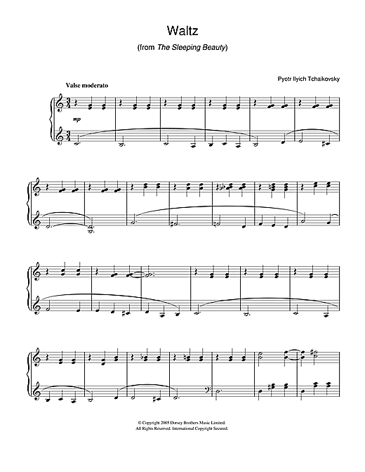 Preview Pyotr Ilyich Tchaikovsky Waltz (from The Sleeping Beauty) Classical sheet music, notes and chords for Beginner Piano, SKU: 40113 sheet music, piano notes, chords, guitar tabs, score, transpose, transcribe, how to play, guide, download, learn, tutorial, progression, song, artist, awards, billboard, mtv, vh1, tour, single, album, release