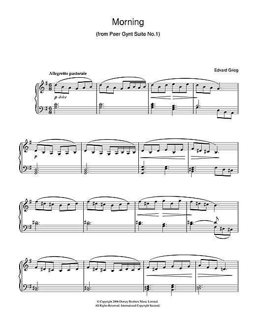 Preview Edvard Grieg Morning (from Peer Gynt Suite No.1) Classical sheet music, notes and chords for Beginner Piano, SKU: 40139 sheet music, piano notes, chords, guitar tabs, score, transpose, transcribe, how to play, guide, download, learn, tutorial, progression, song, artist, awards, billboard, mtv, vh1, tour, single, album, release