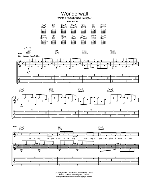 Preview Ryan Adams Wonderwall Rock sheet music, notes and chords for Guitar Tab, SKU: 40223 sheet music, piano notes, chords, guitar tabs, score, transpose, transcribe, how to play, guide, download, learn, tutorial, progression, song, artist, awards, billboard, mtv, vh1, tour, single, album, release