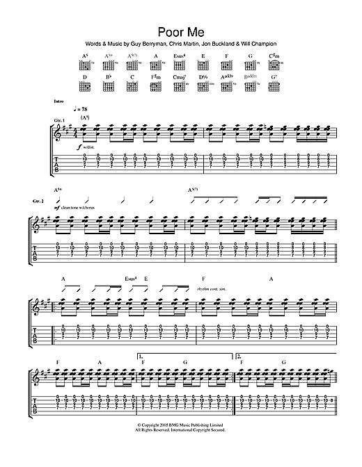 Preview Coldplay Poor Me Rock sheet music, notes and chords for Guitar Tab, SKU: 40245 sheet music, piano notes, chords, guitar tabs, score, transpose, transcribe, how to play, guide, download, learn, tutorial, progression, song, artist, awards, billboard, mtv, vh1, tour, single, album, release