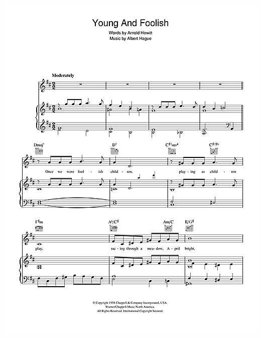 Preview Dean Martin Young And Foolish Easy Listening sheet music, notes and chords for Piano, Vocal & Guitar, SKU: 40269 sheet music, piano notes, chords, guitar tabs, score, transpose, transcribe, how to play, guide, download, learn, tutorial, progression, song, artist, awards, billboard, mtv, vh1, tour, single, album, release