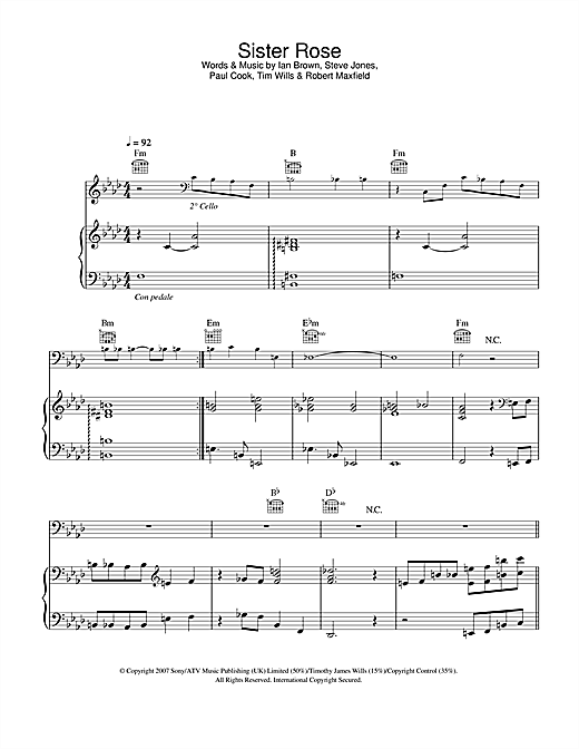 Preview Ian Brown Sister Rose Rock sheet music, notes and chords for Piano, Vocal & Guitar, SKU: 40275 sheet music, piano notes, chords, guitar tabs, score, transpose, transcribe, how to play, guide, download, learn, tutorial, progression, song, artist, awards, billboard, mtv, vh1, tour, single, album, release