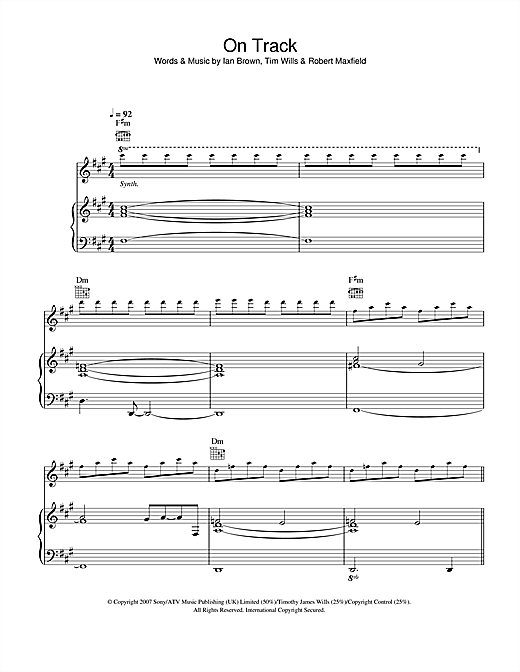 Preview Ian Brown On Track Rock sheet music, notes and chords for Piano, Vocal & Guitar, SKU: 40283 sheet music, piano notes, chords, guitar tabs, score, transpose, transcribe, how to play, guide, download, learn, tutorial, progression, song, artist, awards, billboard, mtv, vh1, tour, single, album, release