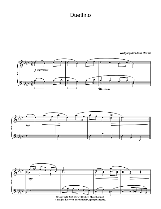 Preview Wolfgang Amadeus Mozart Duettino Classical sheet music, notes and chords for Beginner Piano, SKU: 40301 sheet music, piano notes, chords, guitar tabs, score, transpose, transcribe, how to play, guide, download, learn, tutorial, progression, song, artist, awards, billboard, mtv, vh1, tour, single, album, release