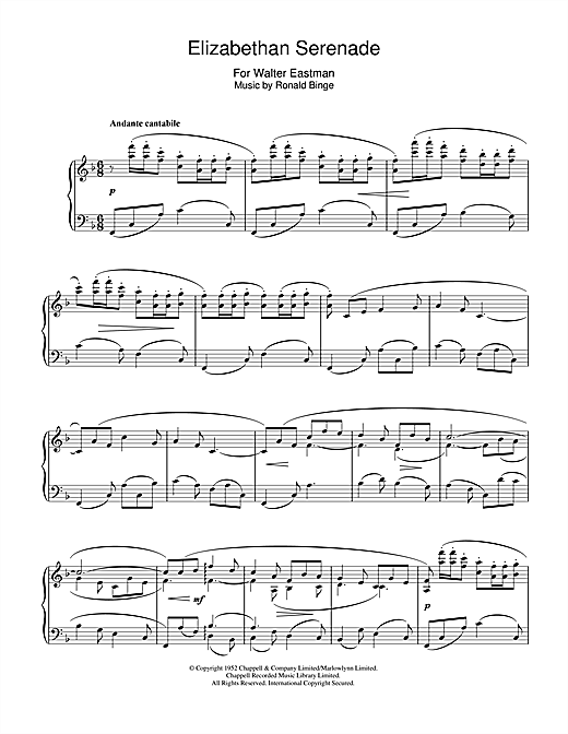 Preview Ronald Binge Elizabethan Serenade Easy Listening sheet music, notes and chords for Piano, SKU: 40381 sheet music, piano notes, chords, guitar tabs, score, transpose, transcribe, how to play, guide, download, learn, tutorial, progression, song, artist, awards, billboard, mtv, vh1, tour, single, album, release