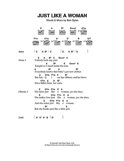 Preview Jeff Buckley Just Like A Woman Rock sheet music, notes and chords for Lyrics & Chords, SKU: 40491 sheet music, piano notes, chords, guitar tabs, score, transpose, transcribe, how to play, guide, download, learn, tutorial, progression, song, artist, awards, billboard, mtv, vh1, tour, single, album, release