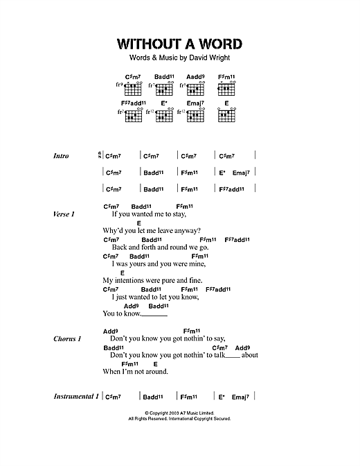 Preview Headway Without A Word Pop sheet music, notes and chords for Lyrics & Chords, SKU: 40504 sheet music, piano notes, chords, guitar tabs, score, transpose, transcribe, how to play, guide, download, learn, tutorial, progression, song, artist, awards, billboard, mtv, vh1, tour, single, album, release