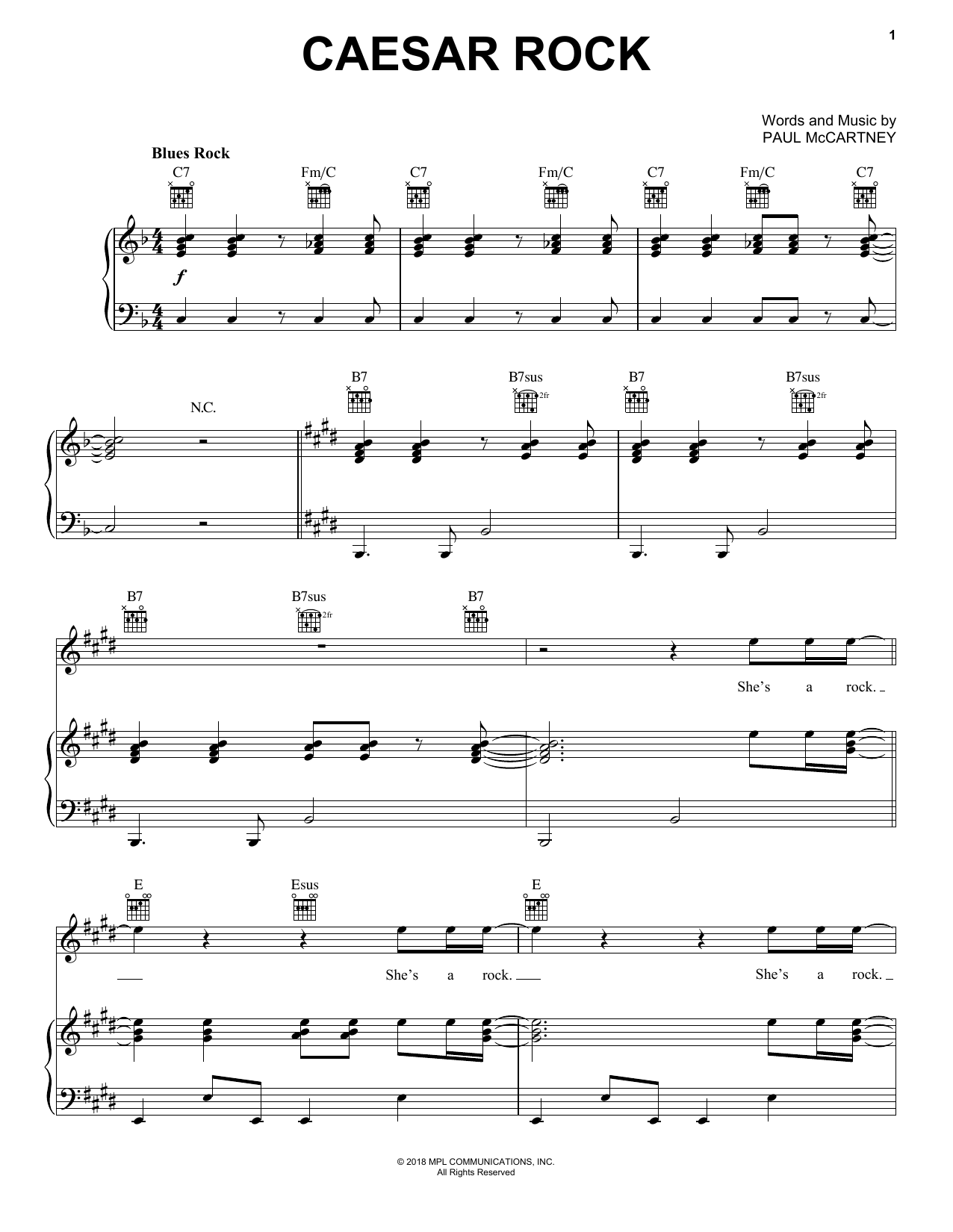 Preview Paul McCartney Caesar Rock Pop sheet music, notes and chords for Piano, Vocal & Guitar (Right-Hand Melody), SKU: 405545 sheet music, piano notes, chords, guitar tabs, score, transpose, transcribe, how to play, guide, download, learn, tutorial, progression, song, artist, awards, billboard, mtv, vh1, tour, single, album, release