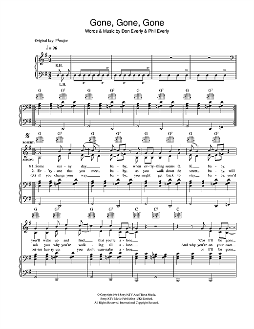 Preview Robert Plant and Alison Krauss Gone, Gone, Gone (Done Moved On) Rock sheet music, notes and chords for Piano, Vocal & Guitar, SKU: 40666 sheet music, piano notes, chords, guitar tabs, score, transpose, transcribe, how to play, guide, download, learn, tutorial, progression, song, artist, awards, billboard, mtv, vh1, tour, single, album, release