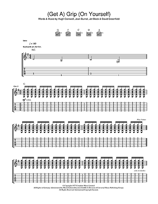 Preview The Stranglers (Get A) Grip (On Yourself) Rock sheet music, notes and chords for Guitar Tab, SKU: 40803 sheet music, piano notes, chords, guitar tabs, score, transpose, transcribe, how to play, guide, download, learn, tutorial, progression, song, artist, awards, billboard, mtv, vh1, tour, single, album, release