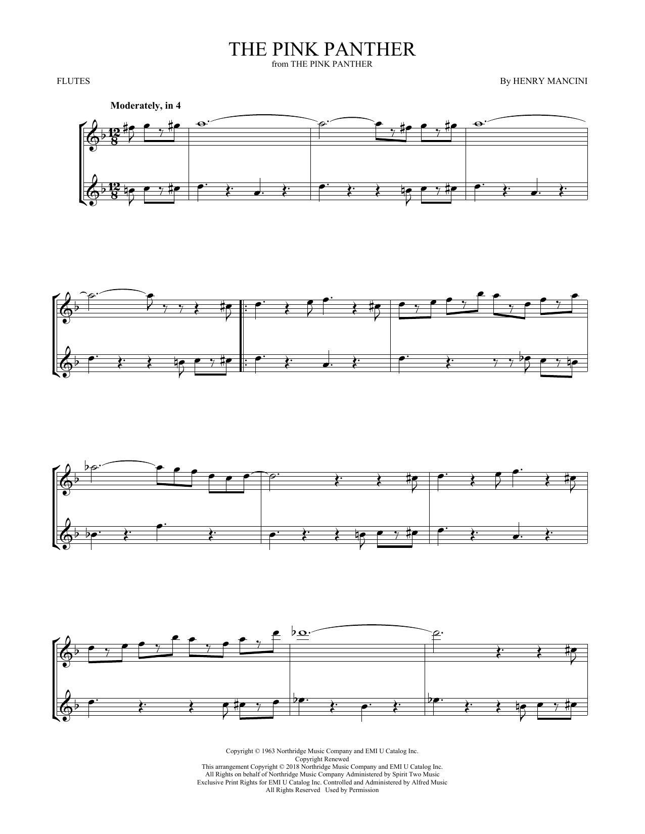 Preview Henry Mancini The Pink Panther Standards sheet music, notes and chords for Flute Duet, SKU: 408881 sheet music, piano notes, chords, guitar tabs, score, transpose, transcribe, how to play, guide, download, learn, tutorial, progression, song, artist, awards, billboard, mtv, vh1, tour, single, album, release