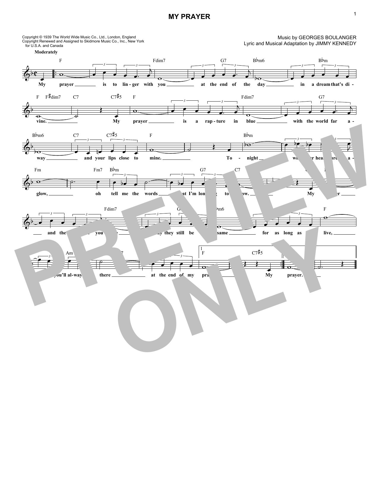 Preview The Platters My Prayer Pop sheet music, notes and chords for Lead Sheet / Fake Book, SKU: 409181 sheet music, piano notes, chords, guitar tabs, score, transpose, transcribe, how to play, guide, download, learn, tutorial, progression, song, artist, awards, billboard, mtv, vh1, tour, single, album, release