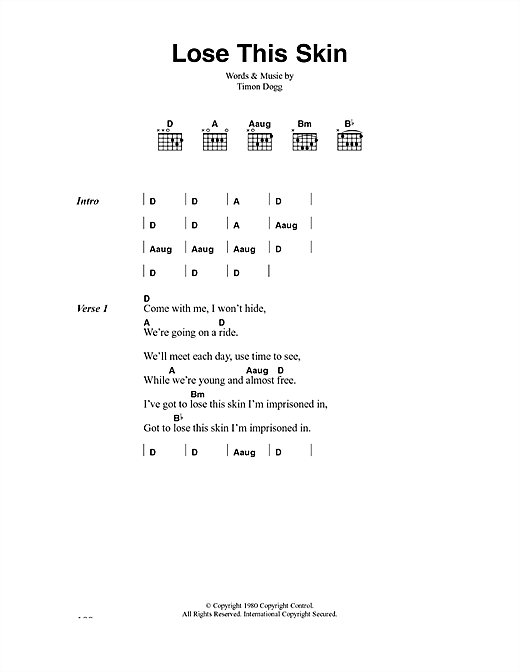 Preview The Clash Lose This Skin Rock sheet music, notes and chords for Lyrics & Chords, SKU: 40995 sheet music, piano notes, chords, guitar tabs, score, transpose, transcribe, how to play, guide, download, learn, tutorial, progression, song, artist, awards, billboard, mtv, vh1, tour, single, album, release