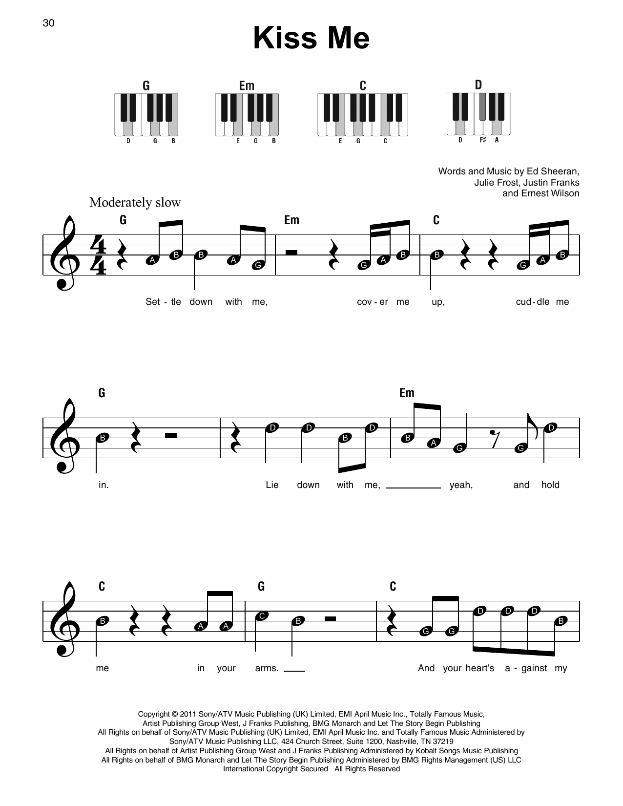 Preview Ed Sheeran Kiss Me Folk sheet music, notes and chords for Super Easy Piano, SKU: 409986 sheet music, piano notes, chords, guitar tabs, score, transpose, transcribe, how to play, guide, download, learn, tutorial, progression, song, artist, awards, billboard, mtv, vh1, tour, single, album, release