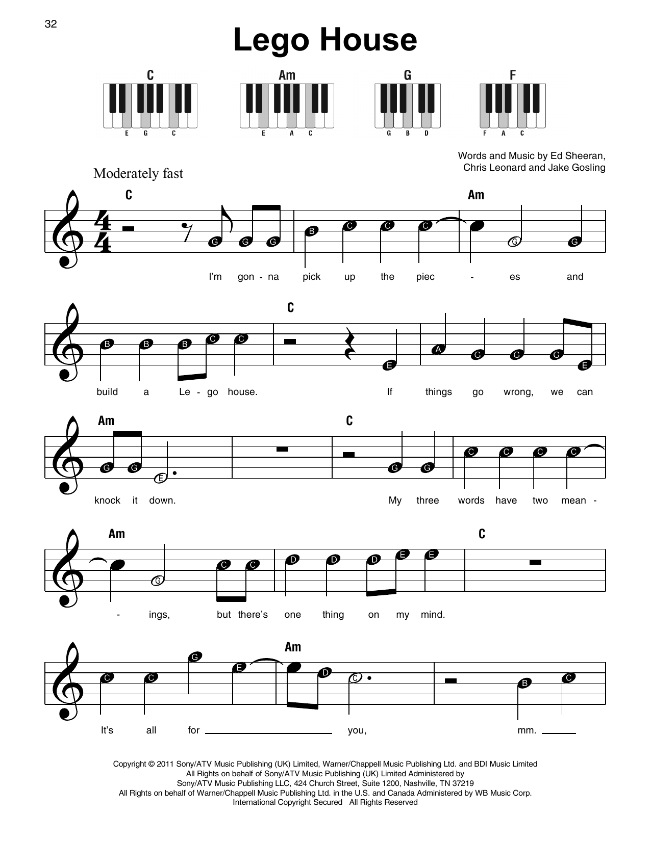 Preview Ed Sheeran Lego House Folk sheet music, notes and chords for Super Easy Piano, SKU: 409990 sheet music, piano notes, chords, guitar tabs, score, transpose, transcribe, how to play, guide, download, learn, tutorial, progression, song, artist, awards, billboard, mtv, vh1, tour, single, album, release