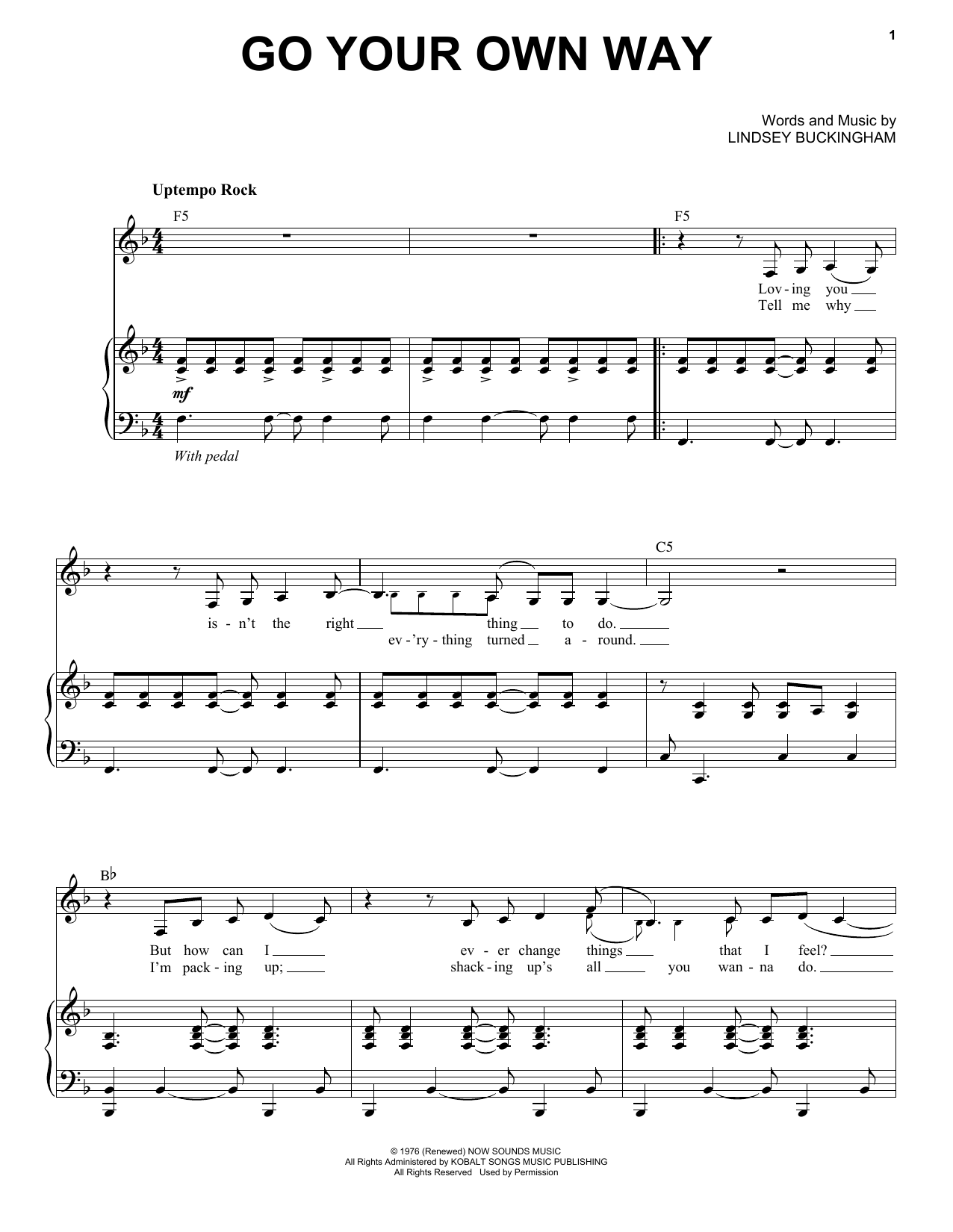 Preview Fleetwood Mac Go Your Own Way Pop sheet music, notes and chords for Piano & Vocal, SKU: 411117 sheet music, piano notes, chords, guitar tabs, score, transpose, transcribe, how to play, guide, download, learn, tutorial, progression, song, artist, awards, billboard, mtv, vh1, tour, single, album, release