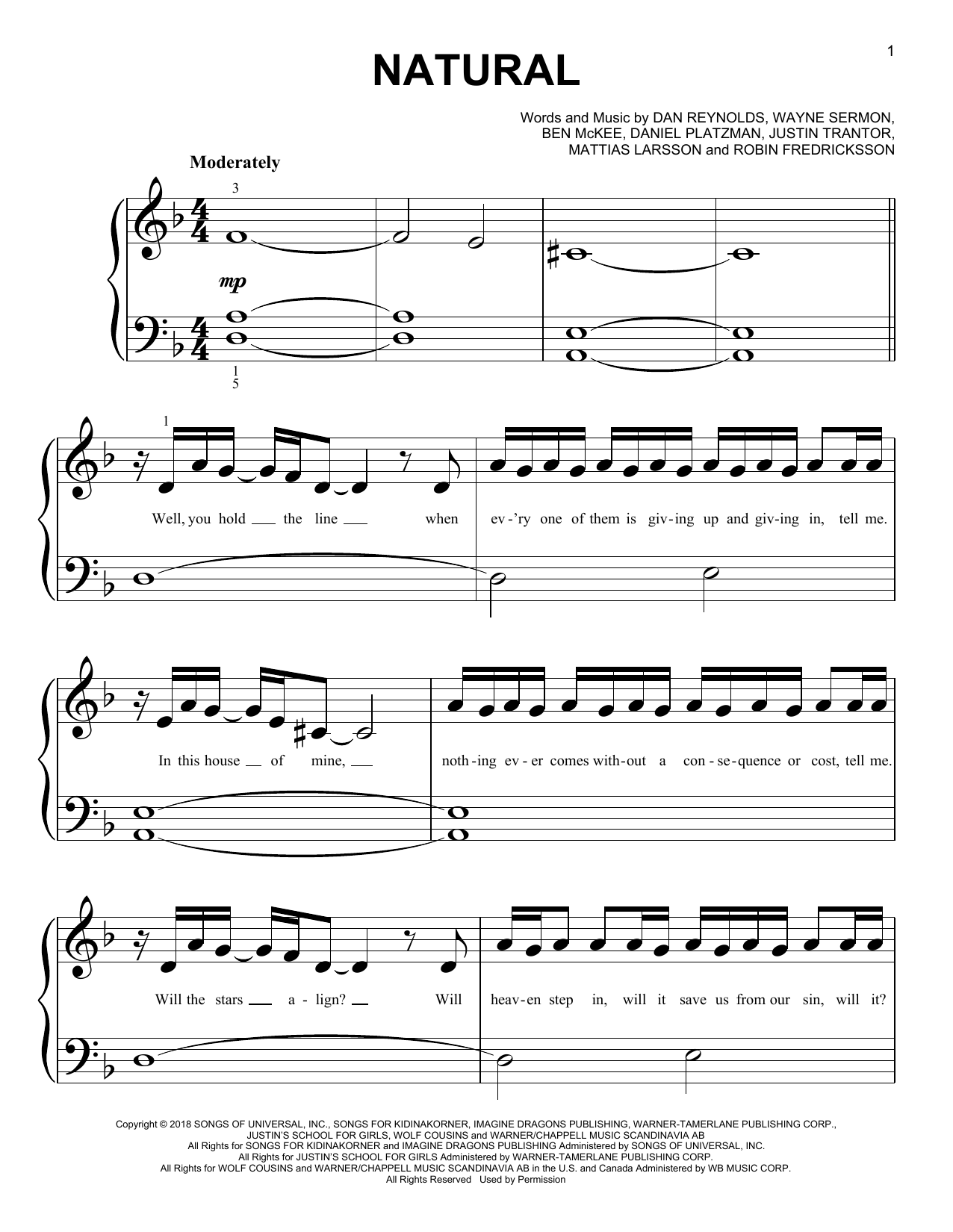 Preview Imagine Dragons Natural Pop sheet music, notes and chords for Big Note Piano, SKU: 411134 sheet music, piano notes, chords, guitar tabs, score, transpose, transcribe, how to play, guide, download, learn, tutorial, progression, song, artist, awards, billboard, mtv, vh1, tour, single, album, release