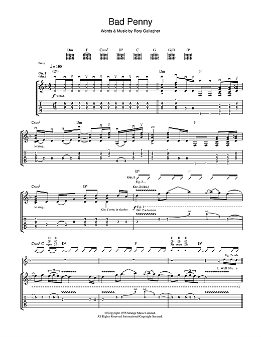Preview Rory Gallagher Bad Penny Rock sheet music, notes and chords for Guitar Tab, SKU: 41198 sheet music, piano notes, chords, guitar tabs, score, transpose, transcribe, how to play, guide, download, learn, tutorial, progression, song, artist, awards, billboard, mtv, vh1, tour, single, album, release