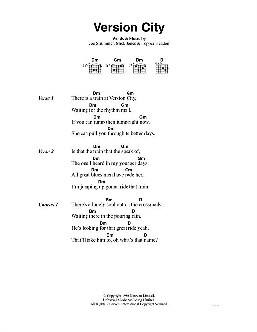 Preview The Clash Version City Rock sheet music, notes and chords for Lyrics & Chords, SKU: 41227 sheet music, piano notes, chords, guitar tabs, score, transpose, transcribe, how to play, guide, download, learn, tutorial, progression, song, artist, awards, billboard, mtv, vh1, tour, single, album, release