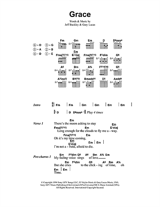 Preview Jeff Buckley Grace Rock sheet music, notes and chords for Lyrics & Chords, SKU: 41340 sheet music, piano notes, chords, guitar tabs, score, transpose, transcribe, how to play, guide, download, learn, tutorial, progression, song, artist, awards, billboard, mtv, vh1, tour, single, album, release