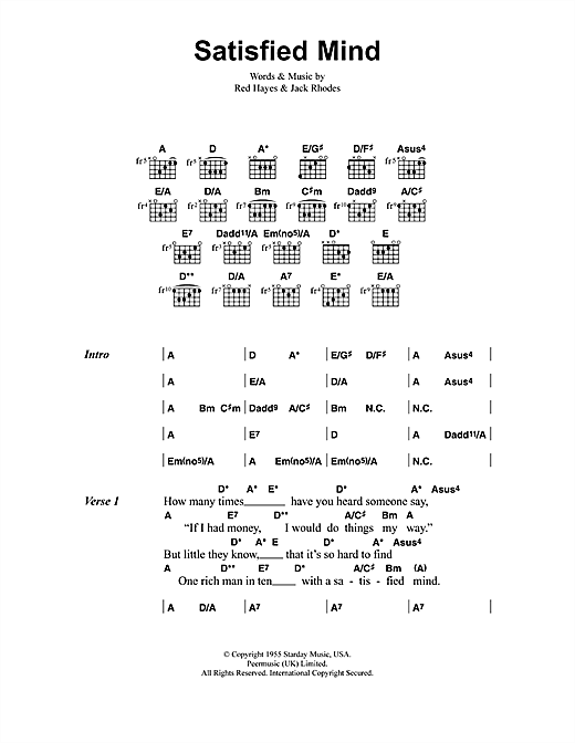 Preview Jeff Buckley Satisfied Mind Rock sheet music, notes and chords for Lyrics & Chords, SKU: 41387 sheet music, piano notes, chords, guitar tabs, score, transpose, transcribe, how to play, guide, download, learn, tutorial, progression, song, artist, awards, billboard, mtv, vh1, tour, single, album, release