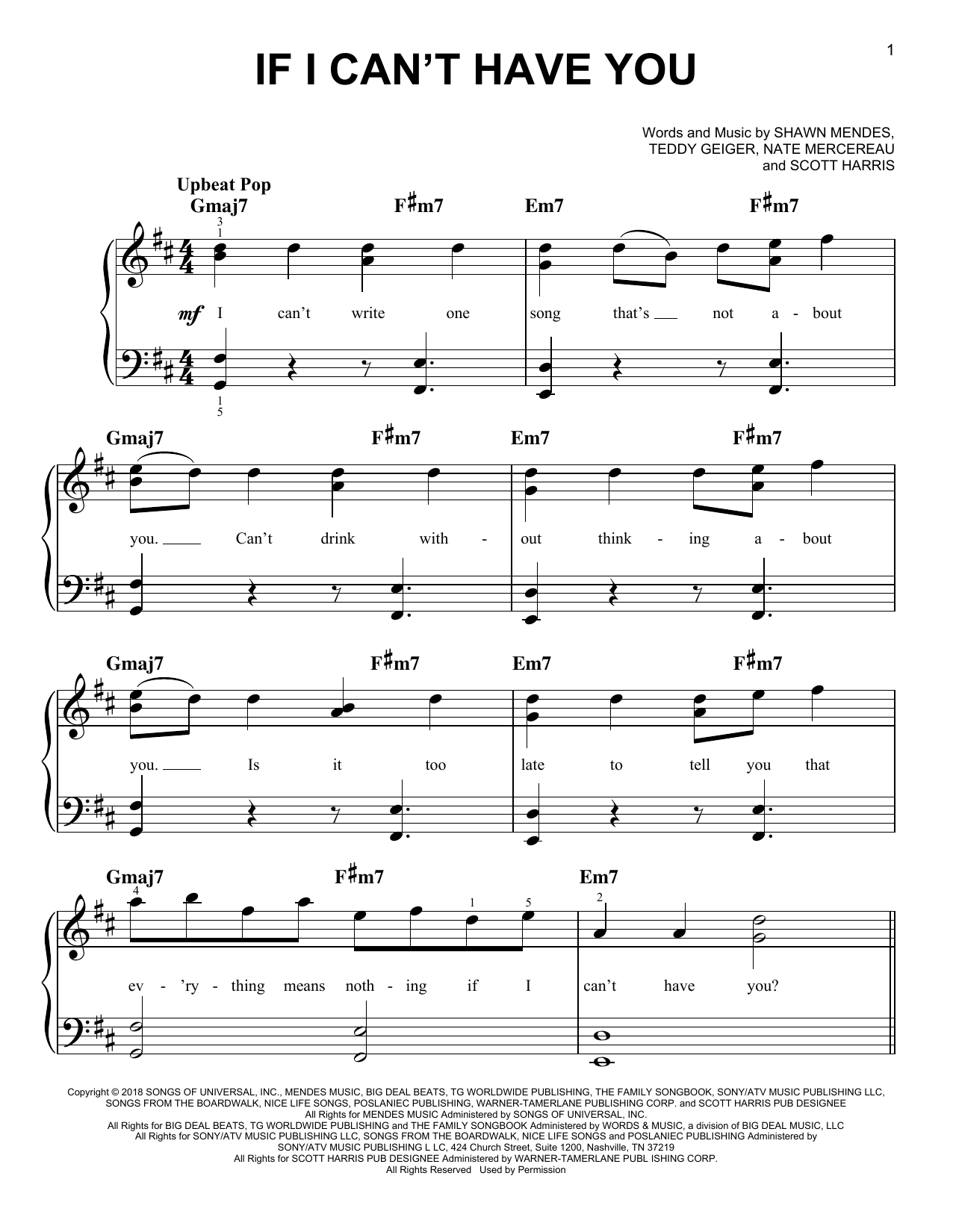 Preview Shawn Mendes If I Can't Have You Pop sheet music, notes and chords for Easy Piano, SKU: 414378 sheet music, piano notes, chords, guitar tabs, score, transpose, transcribe, how to play, guide, download, learn, tutorial, progression, song, artist, awards, billboard, mtv, vh1, tour, single, album, release